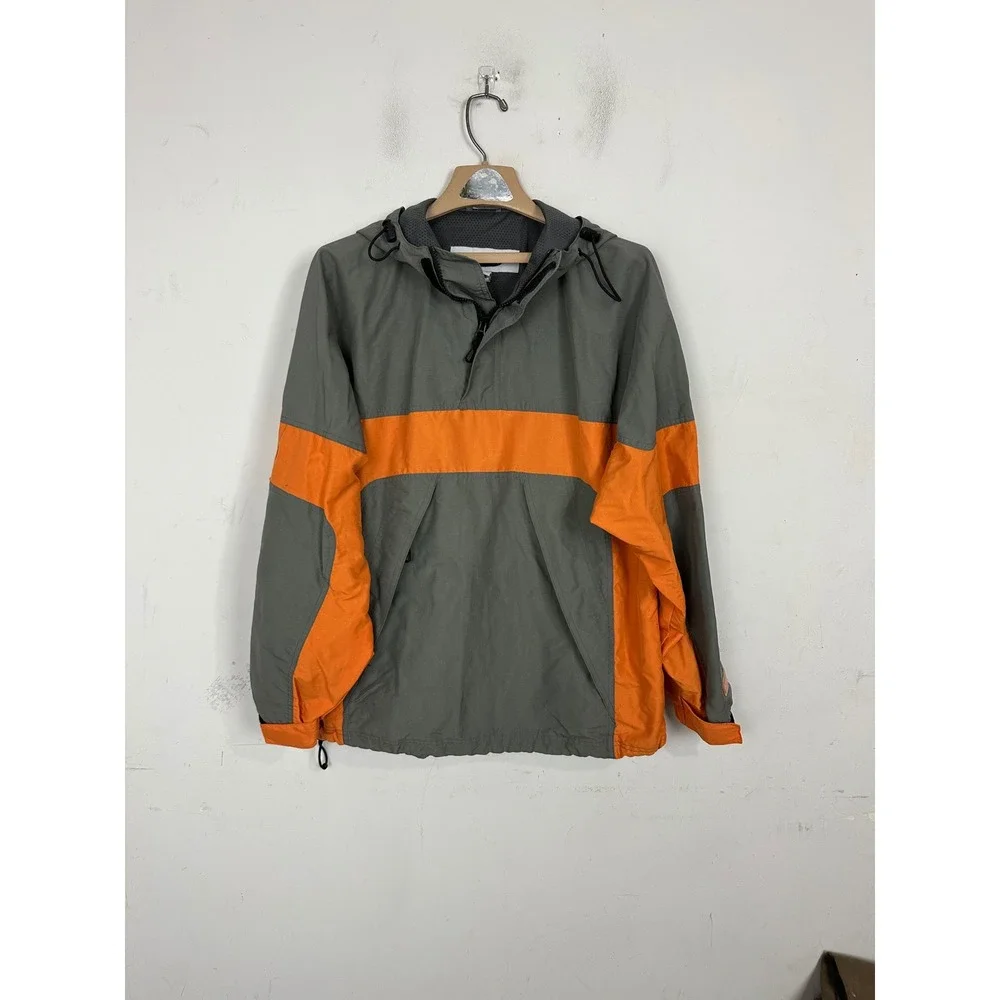 Old Navy Mens Gray Orange Colorblock Half Zip Anorak Windbreaker Jacket Small